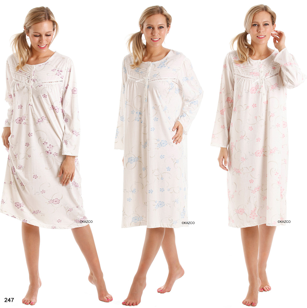 Long Sleeve Jersey Nightdress - kazco.co.uk