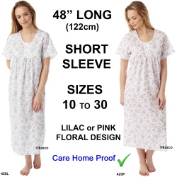 48 Inch Long Ladies Short Sleeve Nightdress