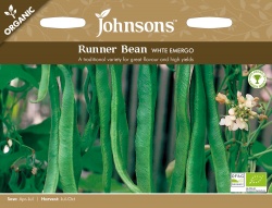 Organic Runner Bean Seeds White Emergo by Johnsons