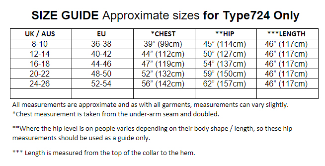 Winceyette nightdress 721 Size Guide