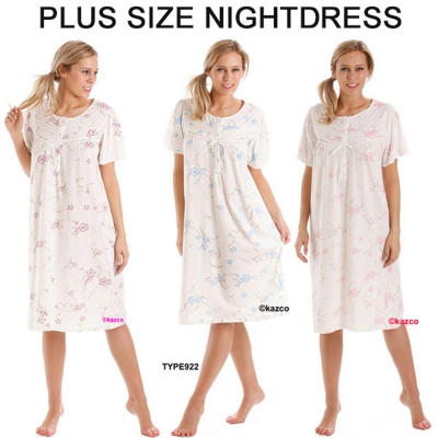 Plus Size Short Sleeve Jersey Nightdress