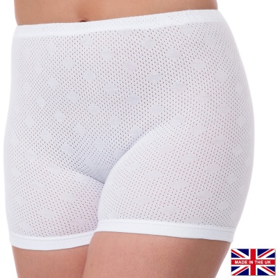 Ladies Cotton Eyelet Pantees - Long Knickers