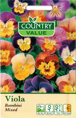 Viola Flower Seeds 'Bambini Mixed' By Country Value