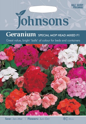 Geranium Seeds Special Mop Head Mixed F1 by Johnsons