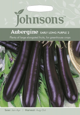 Aubergine Seeds Early Long Purple 2 by Johnsons