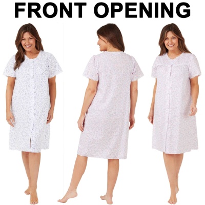 Button Through Short Sleeve Nightdress kazco