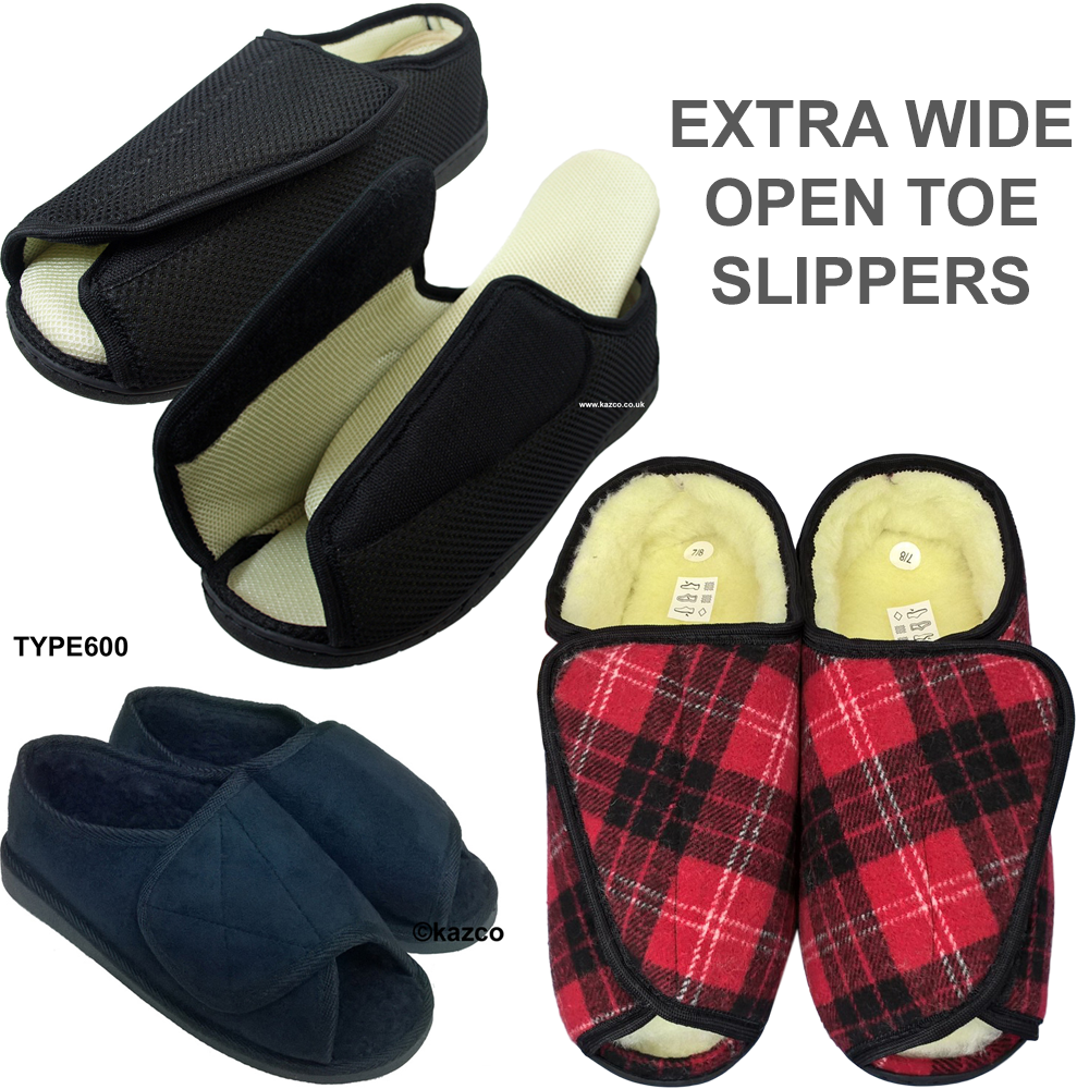 extra wide open toe slippers