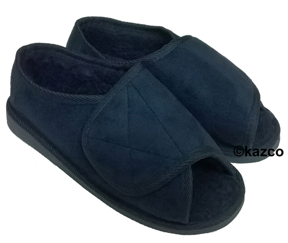 Extra Wide Slippers Open Toe Velcro 