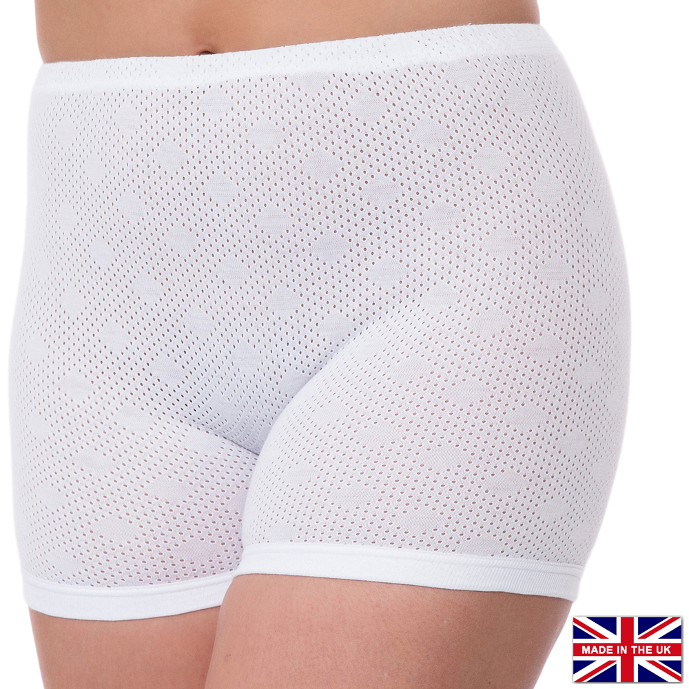 Ladies Cotton Eyelet Pantees - Long Knickers 