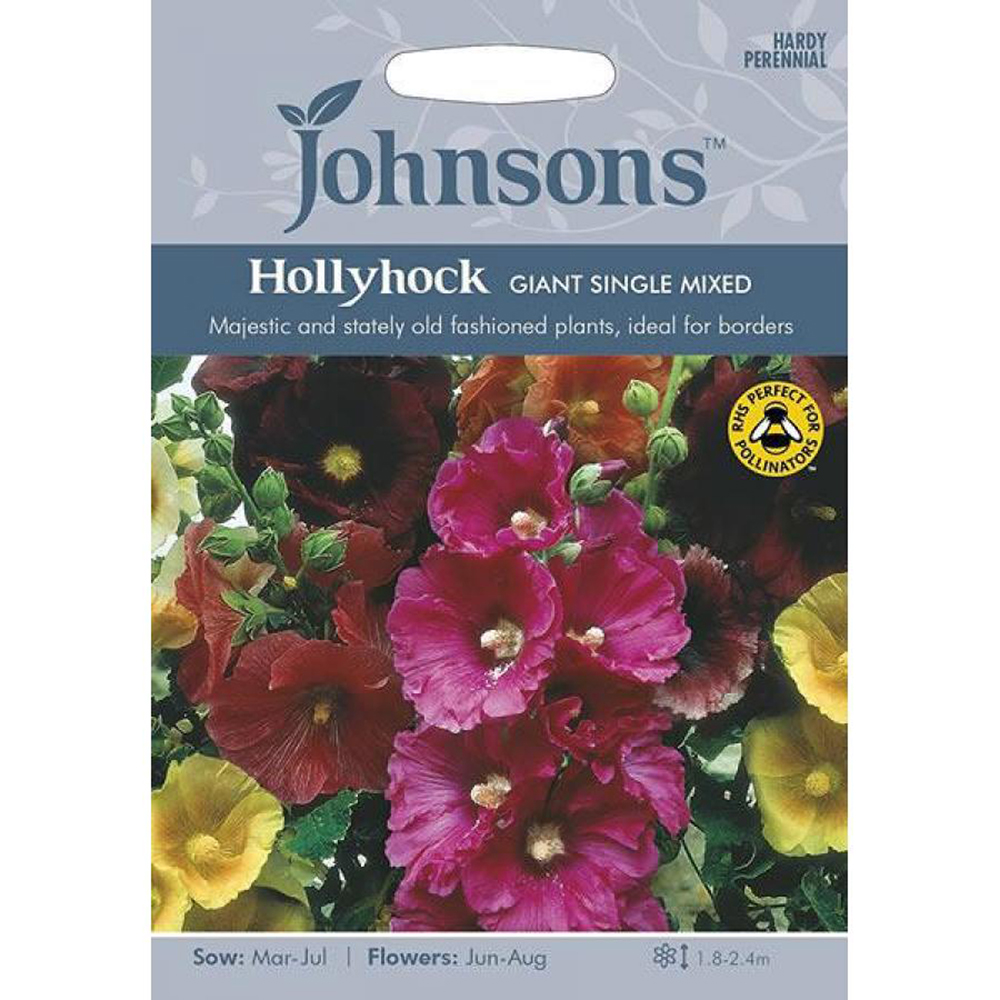 Hollyhock Giant Single Mixed Seeds by Johnsons kazco.co.uk
