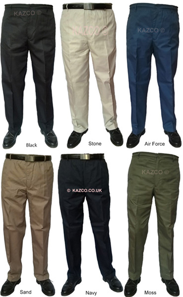 Mens Elastic Waist Cargo Combat Work Trousers Casual Cuffed Joggers Long  Pants  Inox Wind