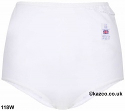 White Airtex Briefs 100% Cotton Eyelet Full Knickers Underwear Pants -  White, OS (UK 14-16)