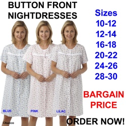 Button Through Short Sleeve Nightdress