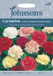 Carnation Seeds 'Giant Chabaud Double Mixed' by Johnsons