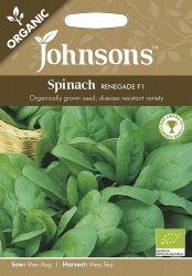 Organic Spinach Seeds Renegade F1 by Johnsons