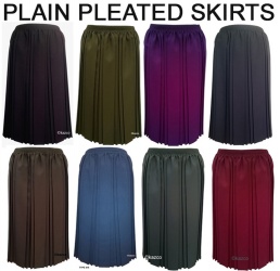 Plain Pleated Skirts With Elastic Waist